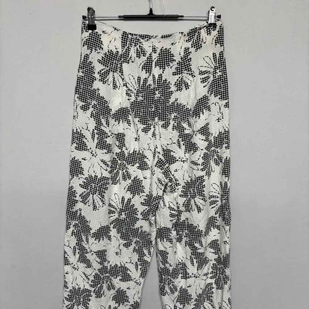 Free People Pull On Wide Leg Pants Size US 8 UK 12 Floral Polyester D126 -8
